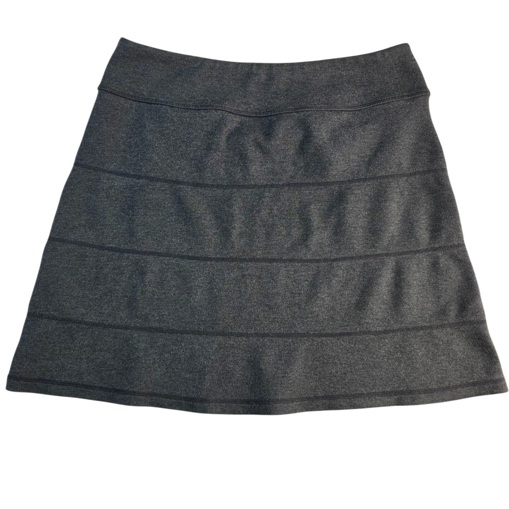 Athleta Elastic Waist Pull On Skirt Gray A Line Zippered Pockets-Sz Small Preppy